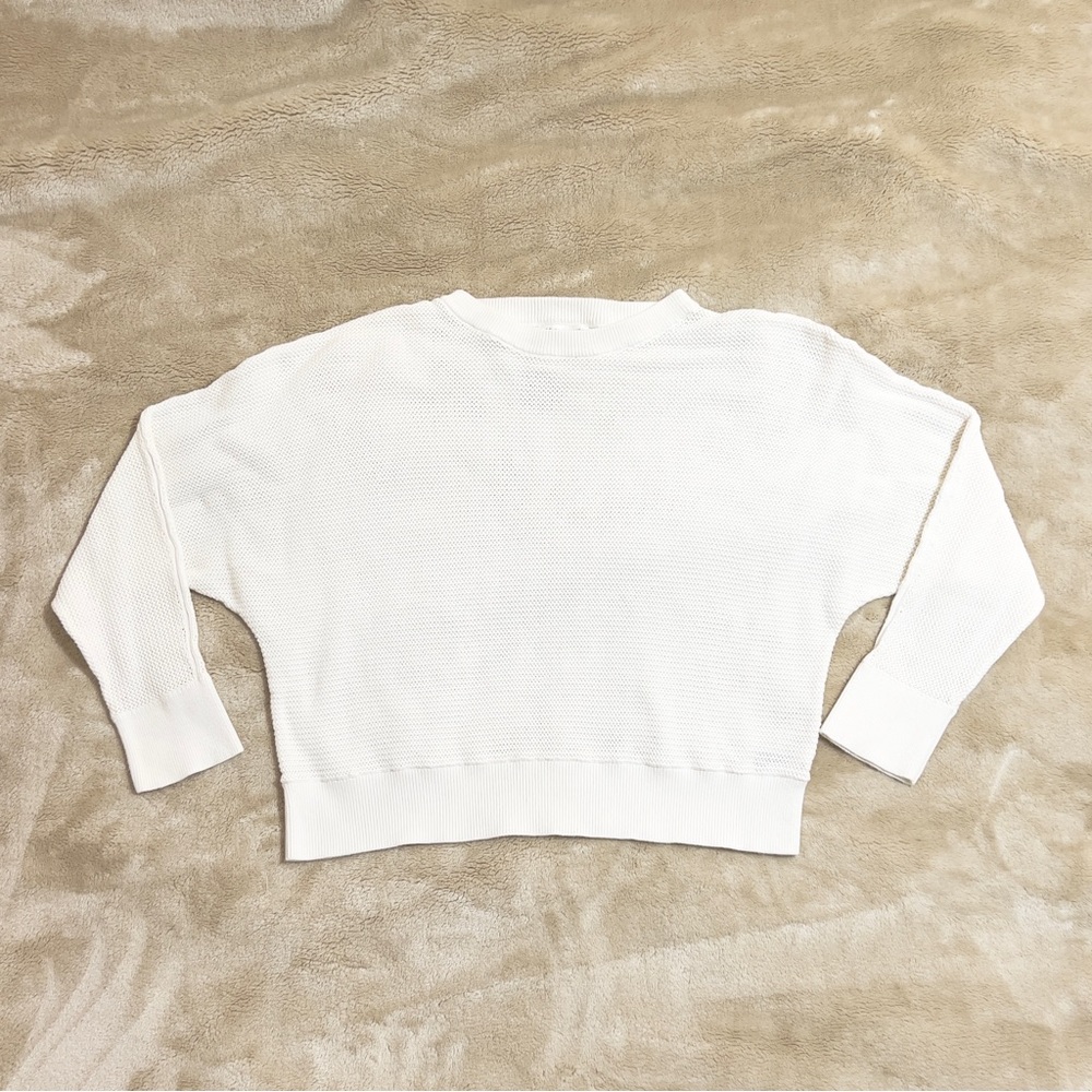 Prologue Women's Cream Textured Knit Crop Sweater